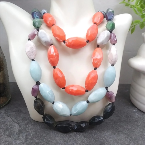 NEW. Colorful Multi Strand Beaded Necklace.20-23”. - Picture 2 of 9
